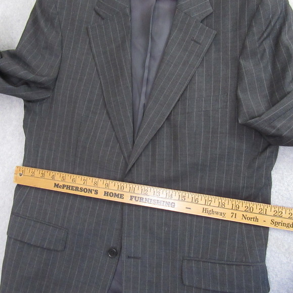 Zara Mens 2 Pc Suit 42R Gray Pinstripe 34x30 Flat Front Wool Stretch - Picture 12 of 16